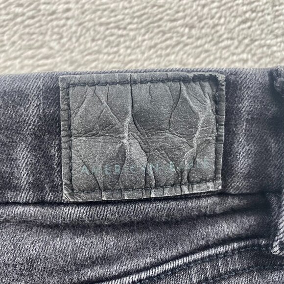 American Eagle Womens Jeans 26 Measured High Rise Skinny Jeggings Black Denim - Picture 13 of 16